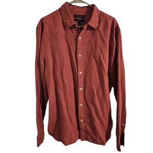 Banana Republic Linen Red Button-Down Shirt